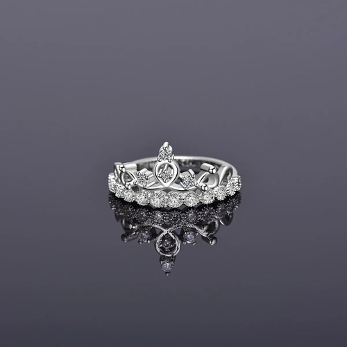 Anillo Corona Princesa Premium Anillo De Plata 925 Argollas Plateado Adulto