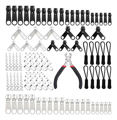 Kit De Reparación De Cremallera Diy 183 Piezas Metal Cabeza