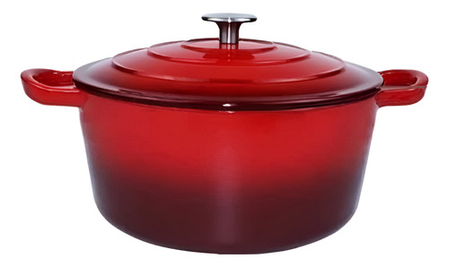 Cacerola/ Olla Con Tapa Hierro Fundido Esmaltado 26 Cm Color Rojo