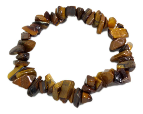 Pulseira De Cascalho Pedra Olho De Tigre Natural
