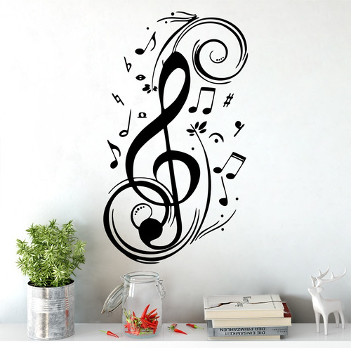 Adesivo Vinil Decorativo Para Parede Sala Quarto Notas Musicais Música Cor Preto