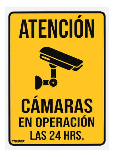 Mayoreo Letrero ''camaras En Operacion'' 25 X 34 Cm Truper Amarillo