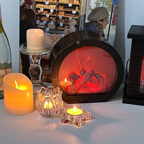 Lámpara De Noche P4 Con Forma De Llama Simulada, Decoración