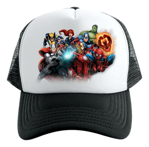 Gorra Tipo Trucker Negra Super Heroes Serie Geeks Gtx