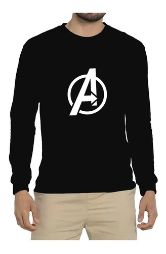 Polera De Algodon Manga Larga Logo The Avengers 