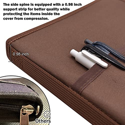 Funda A5 Marrón Con Doble Cremallera Y Soporte Bolígrafo