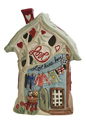 Blue Sky Ceramics Love Lives Here Candle House, Multi