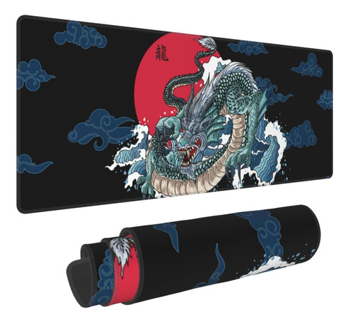 Alfombrilla De Ratón Japonesa Dragon Wave Red Sun Blue Cloud