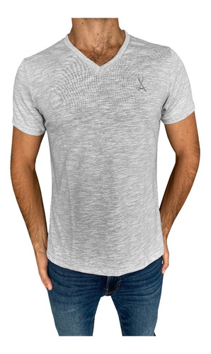 Playera Cuello V Hombre Manga Corta Varios Colores Jaspe 127