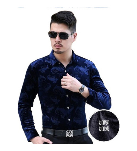 Camisa De Terciopelo Para Hombre Playera De Vestir De Terci