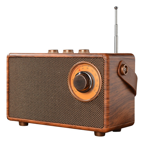 Altavoz De Bajo Bluetooth De Madera Con Radio Fm Retro, Mano