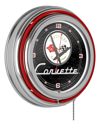 ~? Corvette C1 Neon Reloj - 14 Pulgadas De Diámetro - Negro