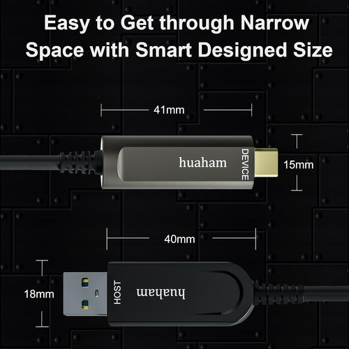 Cable De Fibra Optica Huaham Usb A A Usb C De 15 M/50 Pie...
