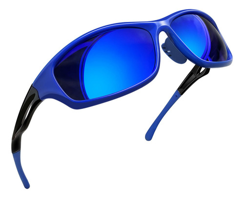 Lentes De Sol Deportivos Ciclismo Biciclieta Hombre Mujer Unisex De Moda Al Aire Libre Uv Polarizados Diseño Espejo Azul Joopin M8968
