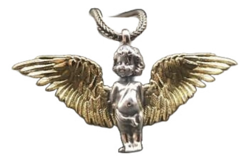 Dije Collar Cadena Angelito En Figura 3d De Acero De Calidad