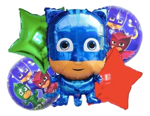 Set De Globos Metalizados De Pjmask Heroes En Pijama