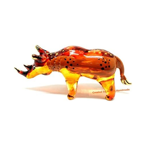 Rinoceronte Miniatura De Vidrio Soplado, Decoración No...
