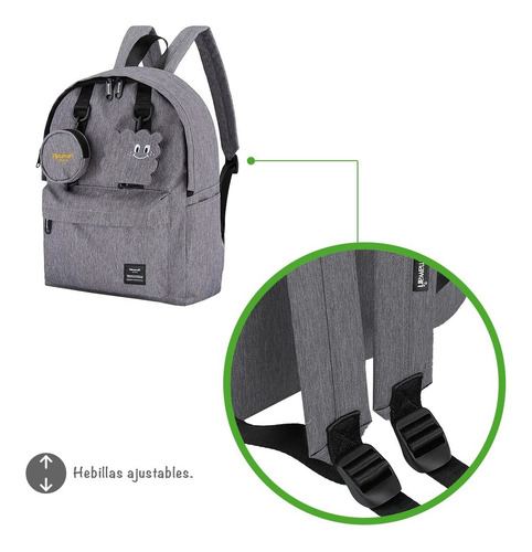 Imagen 3 de 10 de Mochila Bolso Himawari Con Monedero 0422.
