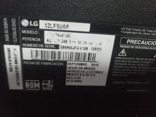 Pantalla LG 43lf5900 Para Refacciones