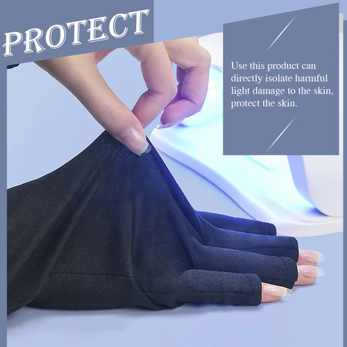 2 Pares De Prácticos Guantes Con Protección Uv Para Manicura