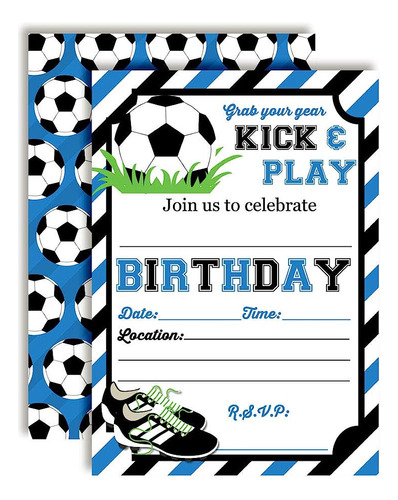 ~? Blue & Black Kick And Play Soccer Theme Birthday Party In