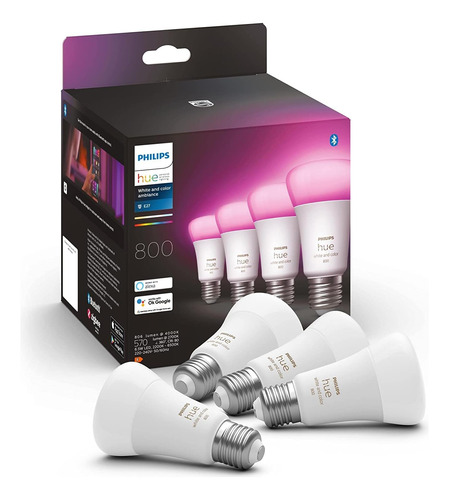 Philips Hue - Bombilla Led Inteligente, A60 E27, Luz Blanca