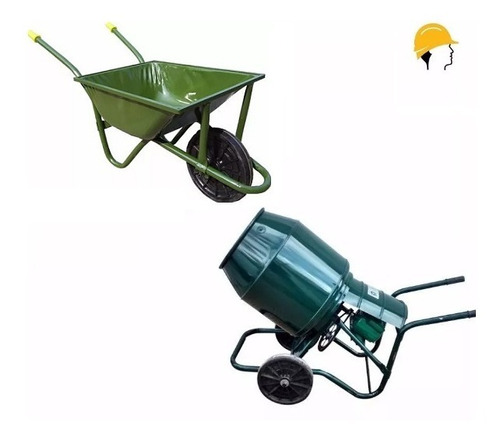 Combo Hormigonera Trompo Con Motor 1hp Y Carretilla 85 Lt