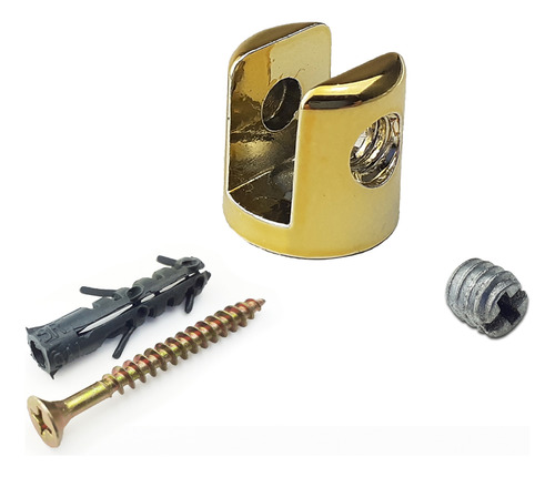 Kit 50 Suporte Fenda Para Vidro 8mm Cor Dourado