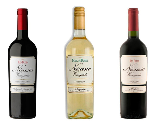 Combo Vino Nicasia Viognier Cabernet Franc Malbec 750 Ml X3