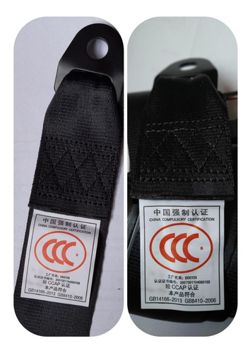 Imagen 4 de 10 de Par Cinturones Seguridad Universal 3 Puntos Negro Retractil