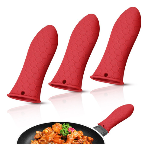 3 Funda Agarradera De Mango Silicón Para Sartén Olla Hierro