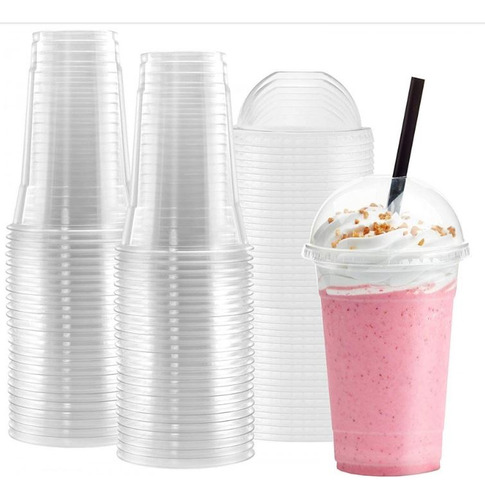 Vaso Pet Con Tapa Domo Con Hoyo 500ml - 16oz (20 Unidades)