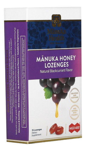 Miel De Manuka Lozenges Mgo 400+ Grajeas Grosella Negra 15pz