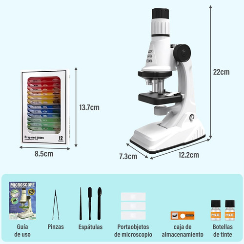 Kit De Microscópio Científico Para Crianças, 200x-1200x,