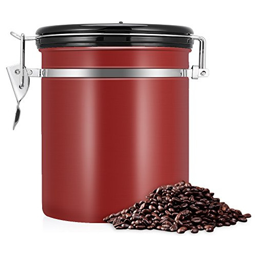 Coffee Canister, Airtight Beans And Coffee Grounds Cont...