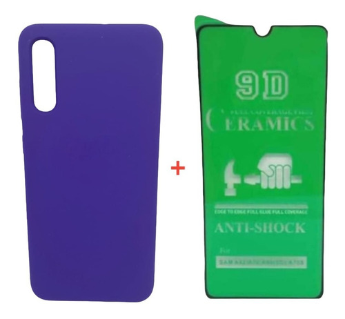  Estuche Silicone Case Para Samsung A70 Y Vidrio Ceramico