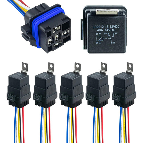 5x Relé Y Arnés Impermeables Cables De 12 Vcc 4 Pines