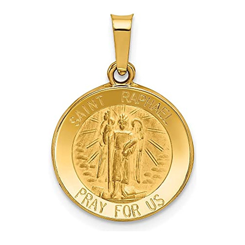 Collar Medalla De San Rafael En Oro Amarillo 14k