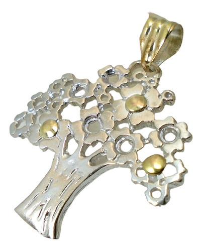 Dije Arbol De La Vida Plata Con Oro 18 Kt