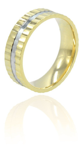 Argolla Anillo Bitono 6mm, Chapa Oro 18k, Matrimonio Boda