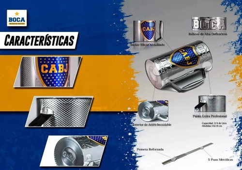 Vaso Guira Boca Jrs Oficial Con Raspador Cumbia - Full