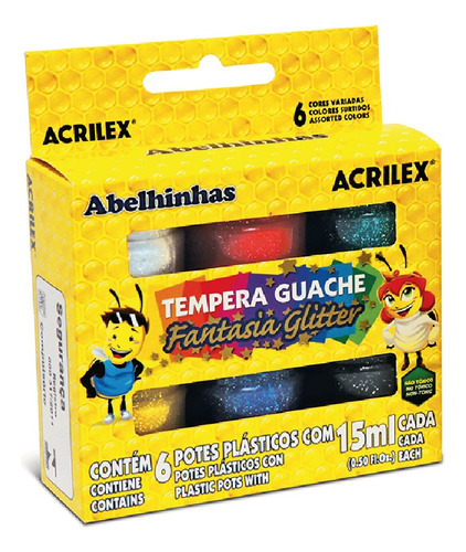 Tempera Fantasía Metallic Acrilex De 15 Ml X 6 Colores