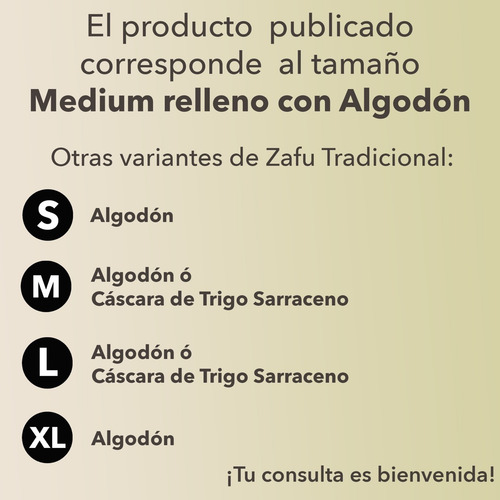 Imagen 5 de 9 de Zafu Tradicional Relleno Con Algodón, Medium 19 X 35 Cm