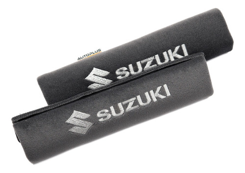 Protectores Cubre Cinturones Tela Gris Logo Suzuki Bordado