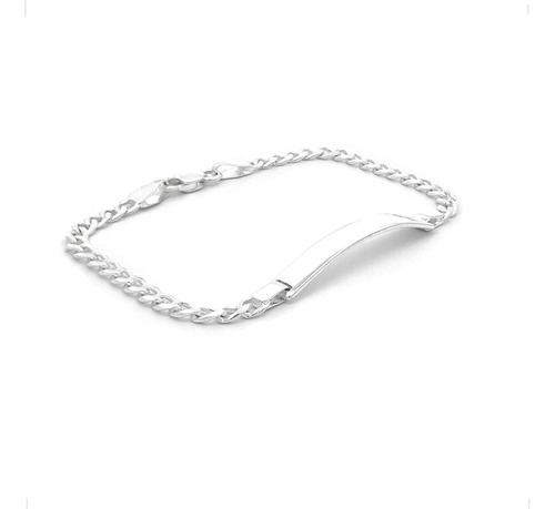 Esclava Pulsera Cubana Plata 925 Placa Lisa Agálea 