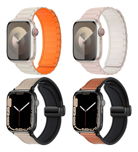 4 Correa Mica Cristal Para Apple Watch Iwatch Ultra Se 9 8 7