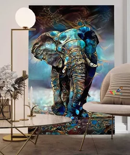 Cuadros Modernos Decorativos 0,60 X 0,40 Elefante Azul