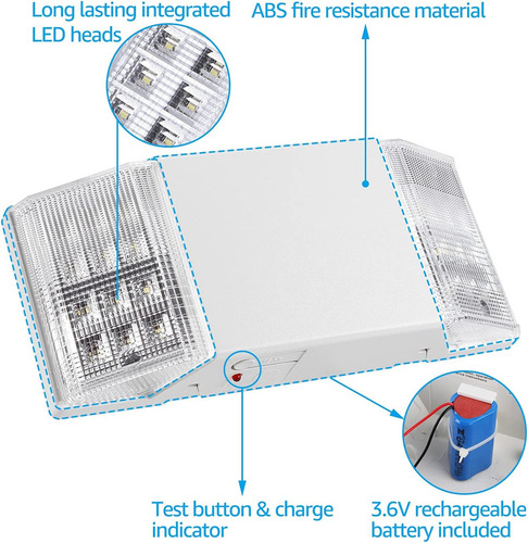 Luces of Emergence Led of 4 Units, Commercial Output Letters With Respaldo Battery