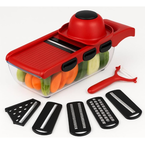 6 Em 1 Cortator De Legumes Mandoline Multifuncional Vermelho