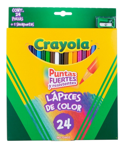 24 Lápices De Color Redondos Con Sacapuntas Crayola